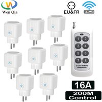 Wireless Remote Control Socket Switch 200Meters Remote Control Electrical Outlets 220V 16A EU Plug for Home Appliance Fan Light