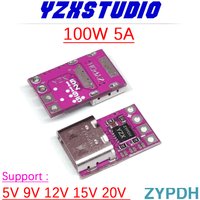 100W 5A PD Decoy TYPE-C USB PD 2.0 3.0 TO DC 5V 9V 12V 15V 20V Voltage Trigger Adapter DATA Cable Connection Charge Charging