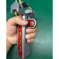 New Aluminum Alloy CNC Rapid Fire Continuous Slingshot with Automatic Loading Alloy Magazine with Strong Magnetic Leather Pocket