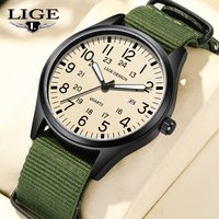 LIGE Top Brand Luxury Men Quartz Watch Date Nylon Leather Waterproof Luminous Military Sports Watches For Men relogios masculino