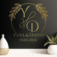 Dance Floor Wedding Logo - Customized Wedding Initial Decoration - Personalized Home Stickers,
