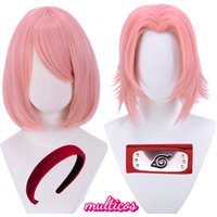 High Quality Haruno Sakura Cosplay Wig Short Pink Heat Resistant Synthetic Hair Anime Cosplay Wigs + Wig Cap