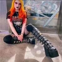 Women's Punk Style Boots Fashion Women's Platform High Boots Cosplay Gothic High Wedges Women's Platform Boots Botas Para Mujer