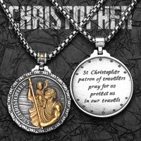 Exorcism Patron St.Christopher Amulets Stainless Steel Men Necklaces Pendant Chain Punk Women Fashion Jewelry Gifts Wholesale