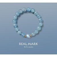 Natural Ice Aquamarine Bracelet for Men and Women Crystal Single Circle HandString Blue Couple Gift Jewelry Girl Student Jewelry
