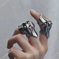 Vintage Dark Mechanical Finger Cuff Articulated Armor Ring Avant-Garde Movable Joint Knuckle Armor Fashion Punk Jewelry