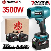 ONEVAN 3500W 350M/S Brushless Electric Turbo Fan Cordless Leaf Air Blowers Snow Dust Blowing Power Tool For Makita Battery Pin