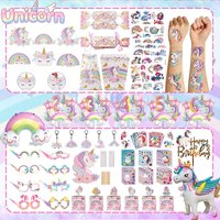 Unicorn Theme Tableware Plates Cups Napkins Tablecloth Birthday Decorations for Girls Unicorn Birthday Party Supplies Balloon