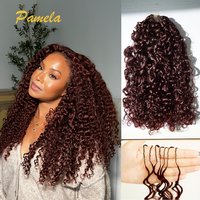 Chocolate Brown Color Burmese Curly Feather Crochet Human hair Extensions Knotless Pre-Separated Crochet Braids Hair For Woman