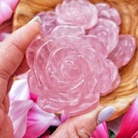 1pc Hand-Carved Natural Rose Quartz Peony Flower Crystal Decor | Elegant Romantic Gift for Valentine's Day,