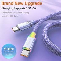 JINMUXI 1.5A-6A PD TypeC Data Cable For Xiaomi Fast Charging Cable 20w-120w For Samsung IPhone15 16 OPPO OnePlus Usb C RGB color