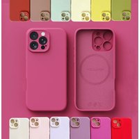 For Magsafe Pink Liquid Silicone Case For Iphone 16 Pro Max 15 Pro 14pro Max 13 12 11 Soft Skin Smooth Magnetic Cover Bumper
