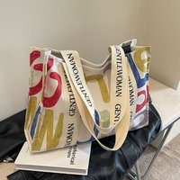 Casual Canvas Large Capacity Tote Bag Women Handbags Korean Style Letter Printing Shoulder Bag Portable Shopper Bag Purse 2024