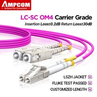AMPCOM LC to SC UPC OM4 Fiber Optic Patch Cable 40G Multi Mode Duplex, 50/125μm, OD 2.0mm, LSZH OFNR, 1-100 Meters