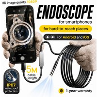 1920P HD Endoscope Camera with Semi-Rigid Snake Borescope, 8 Adjustable LED Lights, IP67 Waterproof Inspection for iOS & Android