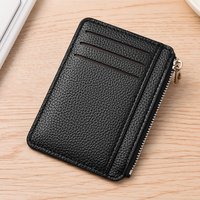 2026 New hot selling creative zipper card bag with large capacity, ultra-thin and multi slot lychee pattern coin wallet