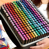 Double-Ended Sketch Markers Set with Base Vibrant Alcohol-Based Random Colors for Drawing And Design