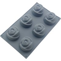 Hot Selling 6 Hole Rose Flower Shape Silicone Mousse Cake Mold DIY French Dessert Mould Jelly Pudding Handmade Soap Baking Tools