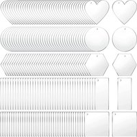 10PCS Clear Keychains Transparent Acrylic Circle Heart Square Rectangle Hexagon Shaped Star for Keychain Pendant DIY Crafts