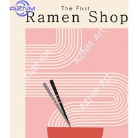 Japanese Ramen Noodles Cat Illustrated Art Print Watercolor Sushi Poster Kitchen Wall Art Canvas Painting Japan Restaurant Decor