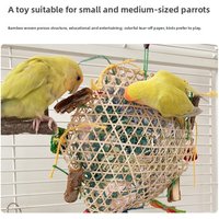 Parrot toy bamboo woven rattan brushed torn paper Xuan Feng Peony bird toy torn to relieve boredom colored paper pendant