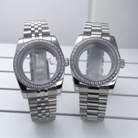 36mm/39mm NH35 Case President Diamond Bezel Jubile Strap Sapphire Glass Mod For NH35 NH36 Movement Watch Case Accessories Parts