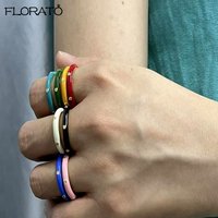 Multicolor Enamel Rings for Women Geometric Adjustable Finger Rings CZ Wrap Enamel Open Size Ring Jewelry Gifts Drop Shipping