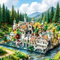 3337-teiliger Blickplattform-Bausatz Mittelalterliche Fantasiewelt Landschaftsmodell Bausteine Desktop-Ornamente Puzzle-Spielzeug Feiertagsgeschenk