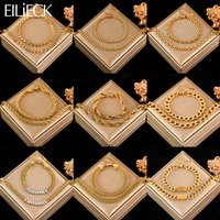 EILIECK 316L Stainless Steel 18k Gold Plated Necklace Bracelet Jewelry Set Charm Fashion Collar for Women Jewelry Lady Gift