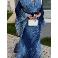 EGRM Miyaki Pleated Abaya Plus Size Women's Dresses Fashion Strapless Skirt Cardigan Trench Coat Party Dress 2-Piece Set 3R8519