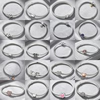 2026 Original 925 Sterling Silver Bracelets Bangles Love Heart Clip Charms Beads Snake Chains For Women Rose Gold DIY Jewelry