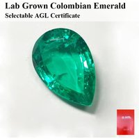 Lab Grown Colombia Emerald Pear Cut Gemstone for DIY Charms Advanced Jewelry Making Materials Selectable AGL Certificate