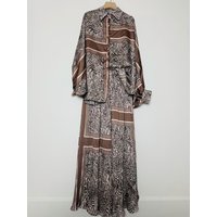2026 Spring Women's Clothing Retro Geometric Print Lapel Loose Shirt Two-piece Set + Elastic Waist Draped Wide-Leg Pants Suit
