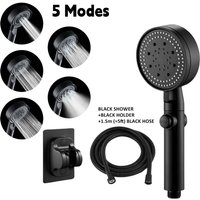 3Pcs/Set Adjustable Silver/Black Shower Head, High Pressure Water Saving Shower Head With 5 Modes+Wall Mounted Bracket+1.5M Hose