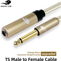 GOLLEY LION 1/4" to 1/4" TS Male to Female Cable, Silver Plated 6.35mm Mono Extension Audio Cable for Amplifier, Speaker,Guitar