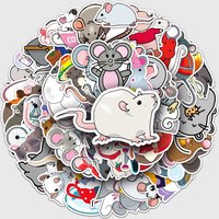 50Pcs Rat series Cartoon Cute Waterproof Sticker Skateboarding Snowboard Retro Vinyl home decal Sticker