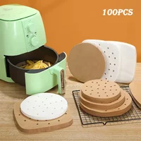 100Pcs Air Fryer Paper Special For Baking Kitchen Food Oil-proof Double-sided Silicone Oil Paper Non-Stick Steamer Pad Mat