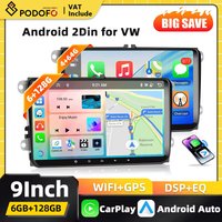 Radio samochodowe Podofo 9" Carplay 2Din do Skoda GOLF VW PASSAT B6 MAGOTAN VARIANT PASSAT, Android Auto, GPS, Mirror Link, BT, FM