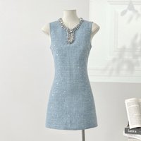 High Quality Luxury Small Fragrance Tweed Dresses For Women 2025 Sweet Short Summer Dress Party Vestidos Robes Roupas Feminina