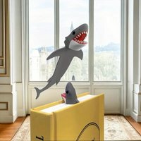 1pc Creative 3D Great White Shark Bookmark - Durable Plastic, Black with Red Teeth Detail Fun Bookmarks Book Marks