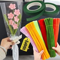 DIY Twistable Bar Flower Bouquet Handmade Materials Set Creative Children's Educational Toy Floral Tape Flower Pole Tools