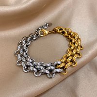 Greatera Niche Handmade Braided Titanium Steel Men's Bracelet Classic Contrast Color Design Waterproof Chain Bangle For Women