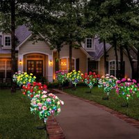 LED Solar Azalea Flowers Ambient Lights Outdoor Waterproof Landscape Light for Lawn Patio Garden Path Decorative Lighting Lamp