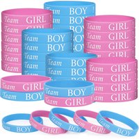 30pcs Team Boy Girl Gender Reveal Silicone Bracelets Guests Gift Boy or Girl Decoration Gender Reveal Birthday Party Supplies