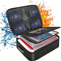 fireproof document box, storage box, document organizer with lock, water resistant document box, 3-layer document organizer, large capacity file box, home office document storage, passport holder