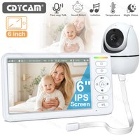 No WiFi Baby Monitor 6" Screen,Pan-Tilt-Zoom Video Upgrade with Camera and Audio, Night Vision VOX 2-way Talk Lullabies Monitor