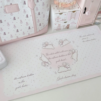 Leather Desk Pad Protector Pink Bunny Gradient Rabbit Love Mouse Pad Office Desk Mat Waterproof Non-Slip PU Desk Blotter Pad