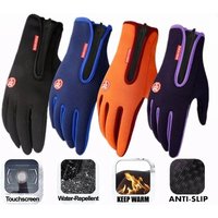 AliExpress NONE Winter MTB Gloves Warm Cycling Black Men Women Water-Repellent Gloves Anti-Slip Skiing Touchscreen Camping Hiking Zipper Gloves