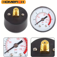 1pc Air Compressor Pressure Gauge 0-12Bar 0-170PSI Hydraulic Fluid Measuring Instrument
