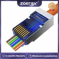 ZoeRax RJ45 Cat6 Pass Through Connectors, Assorted Colors, EZ to Crimp STP Modular Plug for Solid or Stranded STP Network Cable